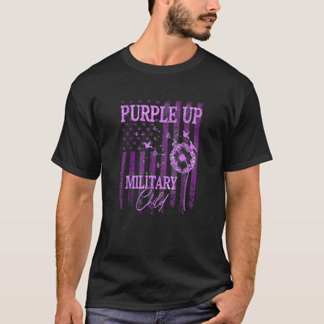 Purple Up For Military Child Month Dandelion Spark T-Shirt (Front)