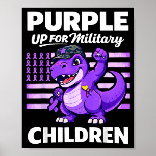 Purple Up for Military Children Dinosaur Military Poster