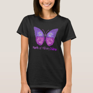 Purple Up For Military Kids Butterfly Military Bra T-Shirt
