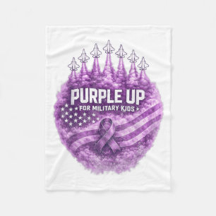 Purple Up for Military Kids Child Support USA Flag Fleece Blanket
