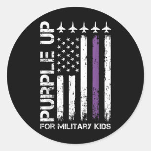 Purple Up For Military Kids  Classic Round Sticker