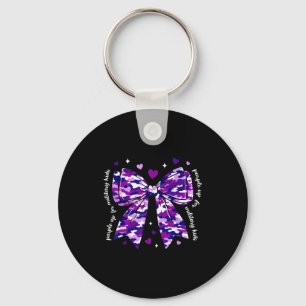 Purple up for military kids coquette bow military key ring
