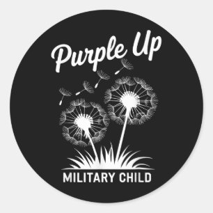 Purple Up For Military Kids Dandelion Military Chi Classic Round Sticker
