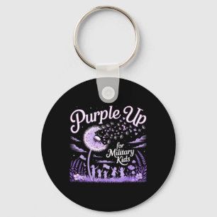 Purple Up for Military Kids Dandelion Military Key Ring