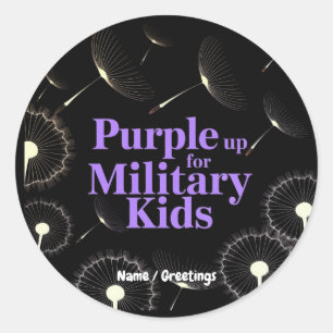 Purple Up for Military Kids Dandelion Show Support Classic Round Sticker