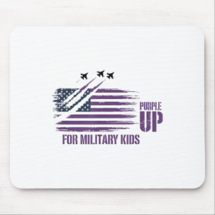 Purple Up For Military Kids Distressed American Fl Mouse Pad