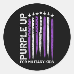 Purple Up For Military Kids Flag Military Child Mo Classic Round Sticker