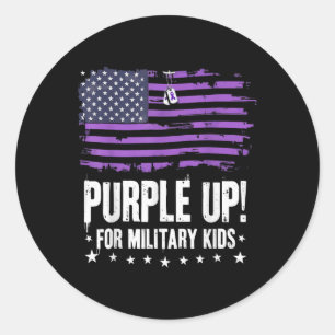 Purple Up For Military Kids Flag Military Child Mo Classic Round Sticker