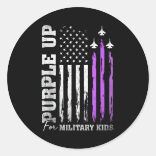 Purple Up For Military Kids Flag Military Child Mo Classic Round Sticker