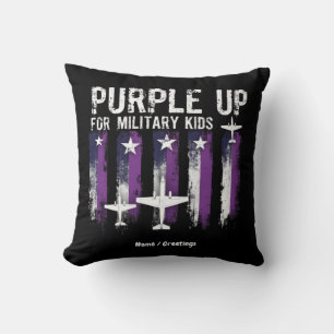 Purple Up For Military Kids Flag Show Your Support Cushion