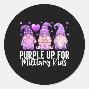 Purple Up for Military Kids Gnomes Month of Classic Round Sticker