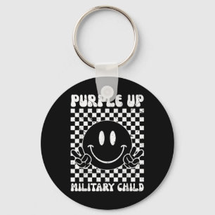 Purple Up For Military Kids Groovy Military Child Key Ring