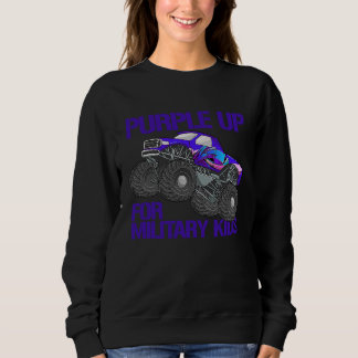 Purple Up For Military Kids Monster Truck Boys Pur Sweatshirt