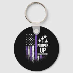 Purple up for military kids month of the military key ring