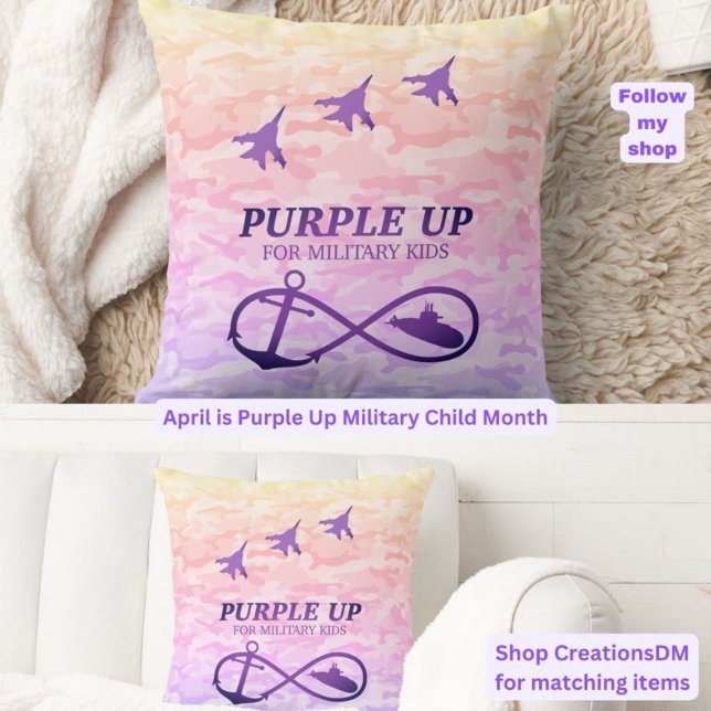 Purple Up for Military Kids Submarine & Jets Cushion (Creator Uploaded)