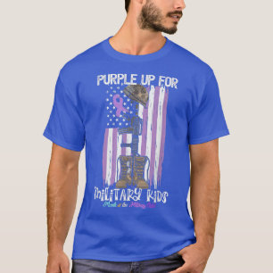 Purple Up For Military Kids Support US Flag Milita T-Shirt