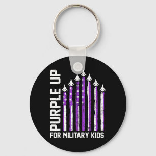 Purple Up for Military Kids Toddler Women Boys Key Ring