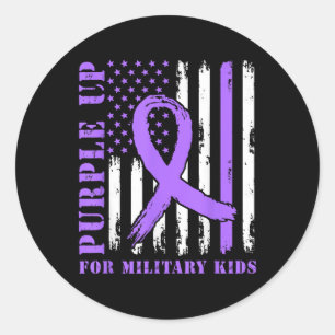 Purple Up For Military Kids Us Flag Military Child Classic Round Sticker
