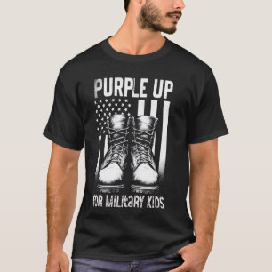 Purple up for Military Kids USA American Flag Mili T-Shirt
