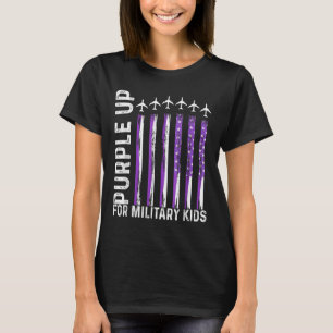 Purple Up For Military Kids Usa Flag Military Chil T-Shirt