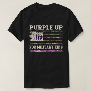 Purple Up For Military Kids - USA Flag T-Shirt   S