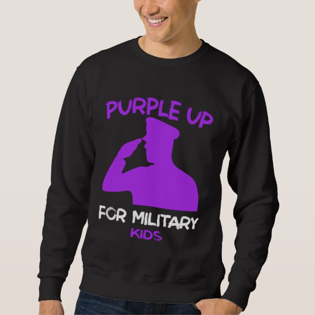 Purple Up In April Month Military Child MOMC Milit Sweatshirt (Front)