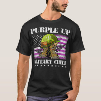 Purple Up Military Child American Flag Boots Month T-Shirt