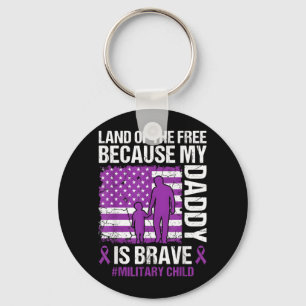 Purple Up Military Child Land of The Daddy is Key Ring