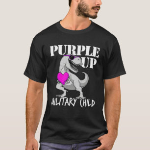 Purple Up Military Child Rex Dinosaur Boys Purple  T-Shirt