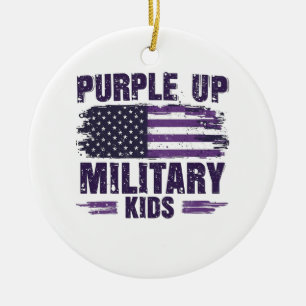 Purple Up Military Kids Awreness Month Ceramic Ornament