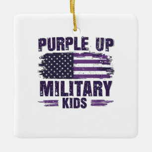 Purple Up Military Kids Awreness Month  Ceramic Ornament