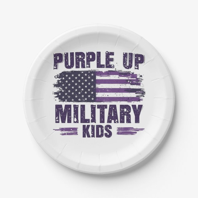 Purple Up Military Kids Awreness Month  Paper Plate (Front)