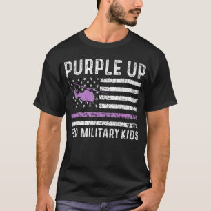 Purple Up Military Kids Military Child Retro Ameri T-Shirt