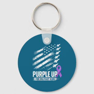 Purple up military kids month of military child key ring