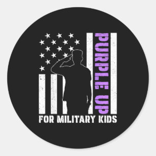 Purple up military kids usa flag month of the classic round sticker