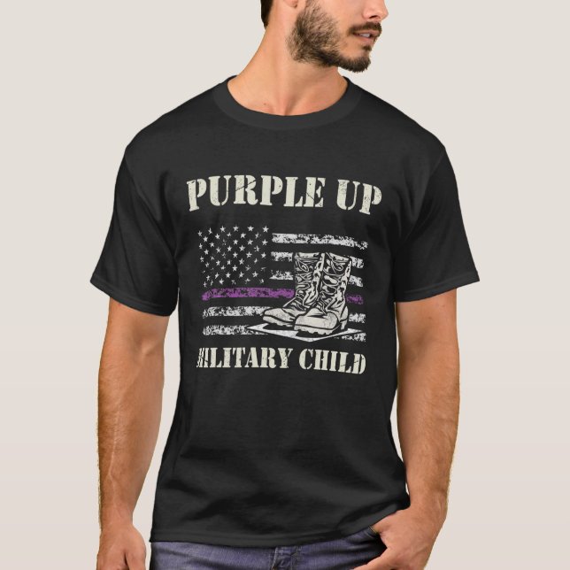 Purple Up Shirts Military Child Kids Army Dad Vint (Front)