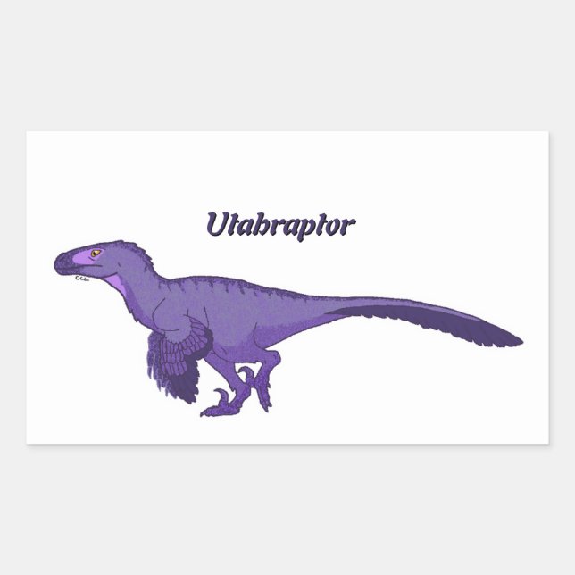 Purple Utahraptor Left Rectangular Sticker (Front)