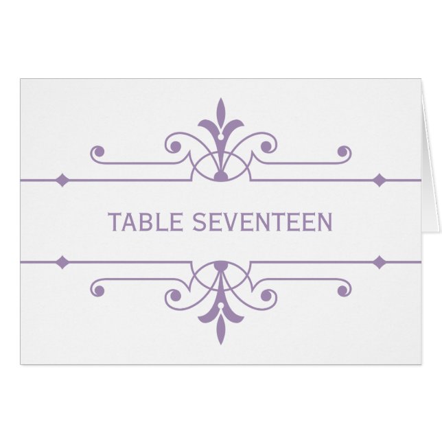 Purple v2 Fancy Ornamental Table Number Card (Front Horizontal)