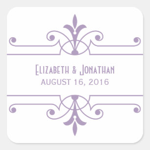 Purple v2 Fancy Ornamental Wedding Stickers