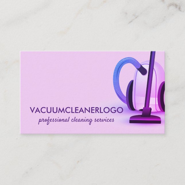 Purple Vacuum cleaner Cleaning House Keeper Business Card (Front)