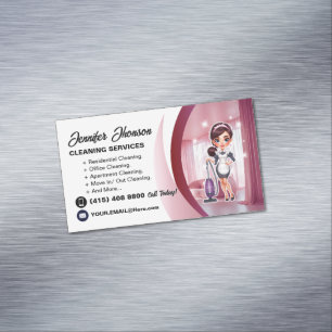 Purple Vacuum Cleaner House Cleaning Services Magnetic Business Card