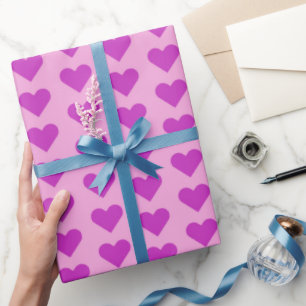 Purple Valentine’s Day Love Hearts Wrapping Paper