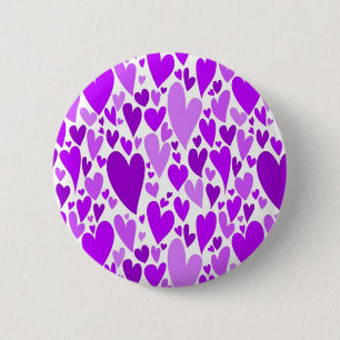 Purple Valentine's hearts Button