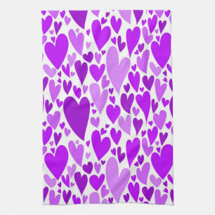 Purple Valentine's hearts Kitchen Towel