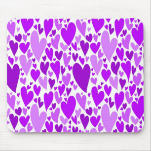 Purple Valentine's hearts mousepad