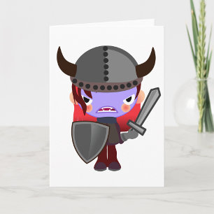 Purple Vampire Viking Greeting Cards