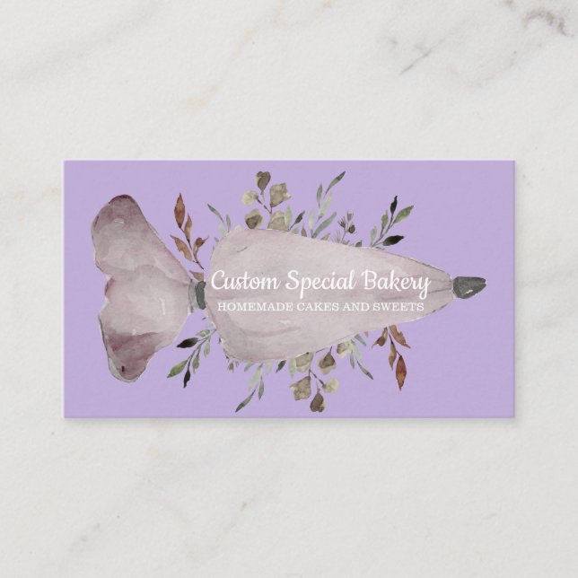 Purple Vanilla Bakery Flowers Cake Pastry Business Card (Front)