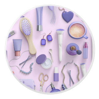 Purple Vanity Table Ceramic Knob