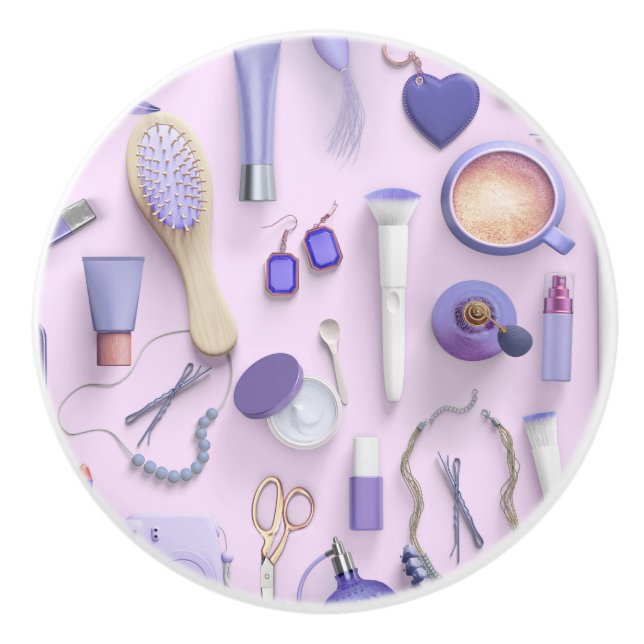 Purple Vanity Table Ceramic Knob (Front)