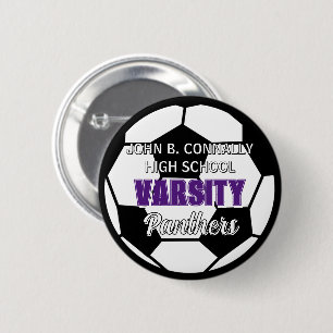 Purple Varsity Soccer Custom High School Spirit 6 Cm Round Badge